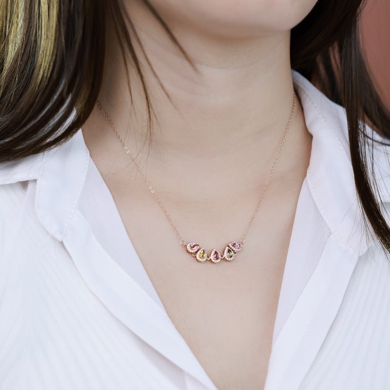 Natural Tourmaline Dual-Use Pendant 925 Silver Necklace