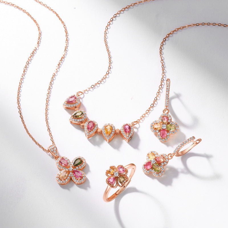 Natural Tourmaline Dual-Use Pendant 925 Silver Necklace