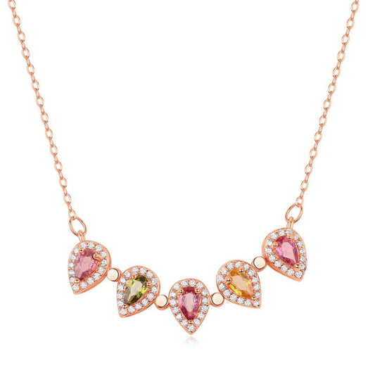 Natural Tourmaline Dual-Use Pendant 925 Silver Necklace