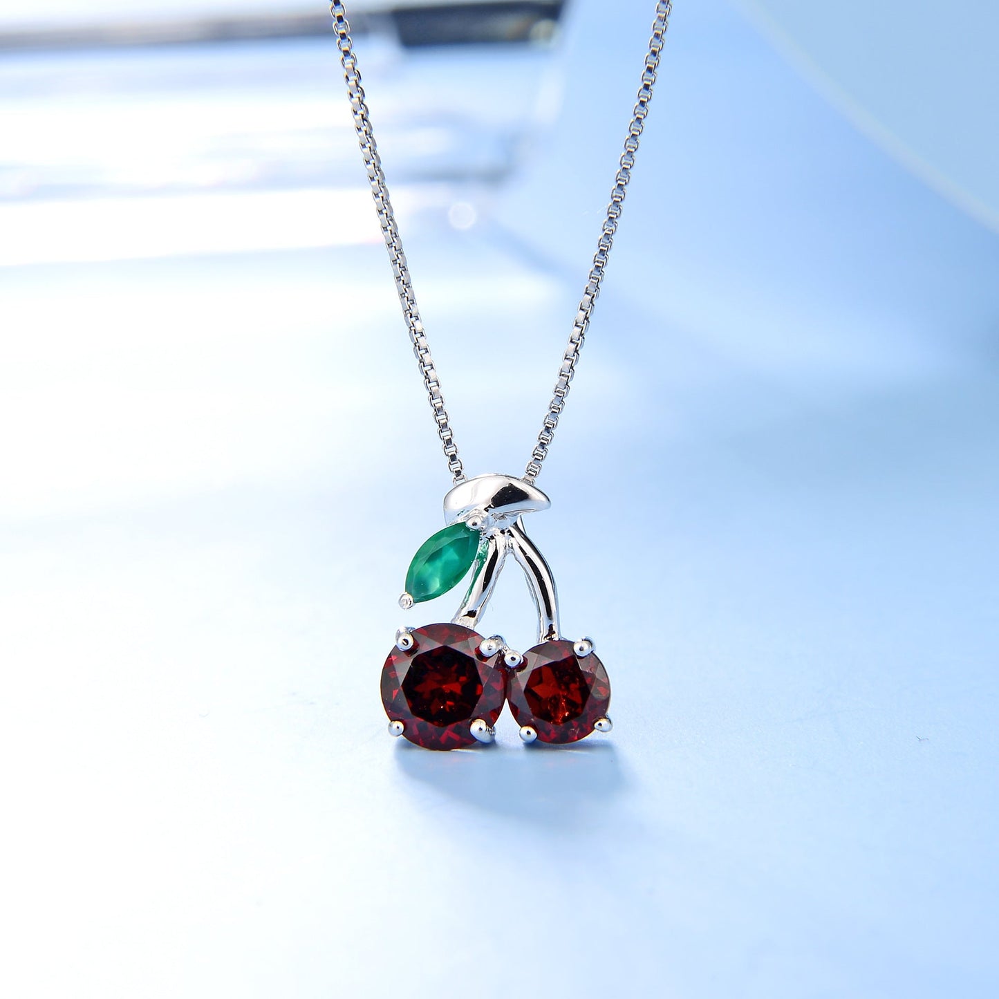 Natural Tourmaline Garnet Sweet Cherry Earrings Necklace 925 Sterling Silver gift for her