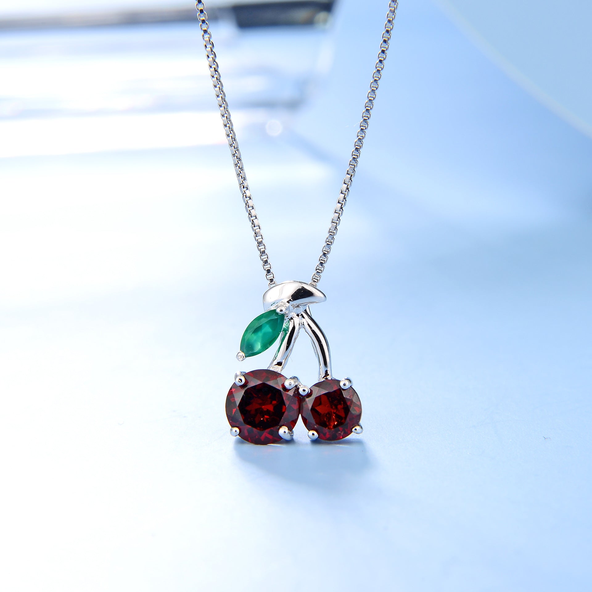 Natural Tourmaline Garnet Sweet Cherry Earrings Necklace 925 Sterling Silver gift for her