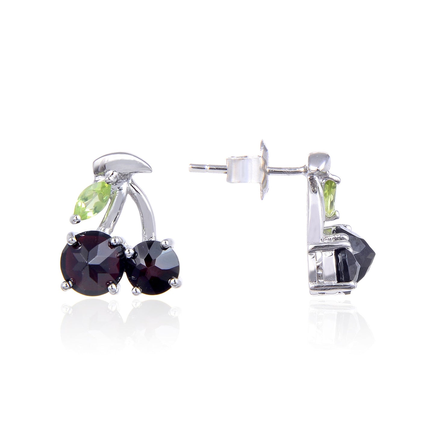 Natural Tourmaline Garnet Sweet Cherry Earrings Necklace 925 Sterling Silver gift for her