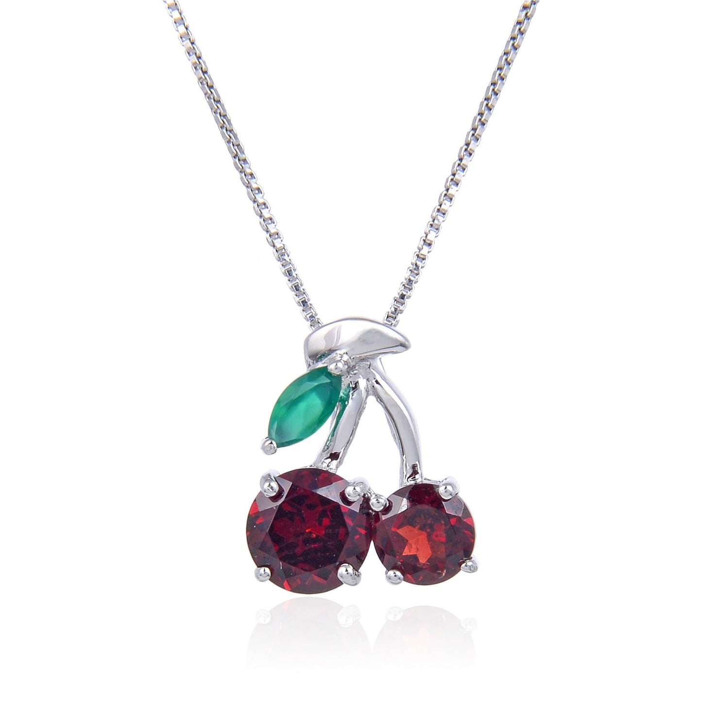 Natural Tourmaline Garnet Sweet Cherry Earrings Necklace 925 Sterling Silver gift for her