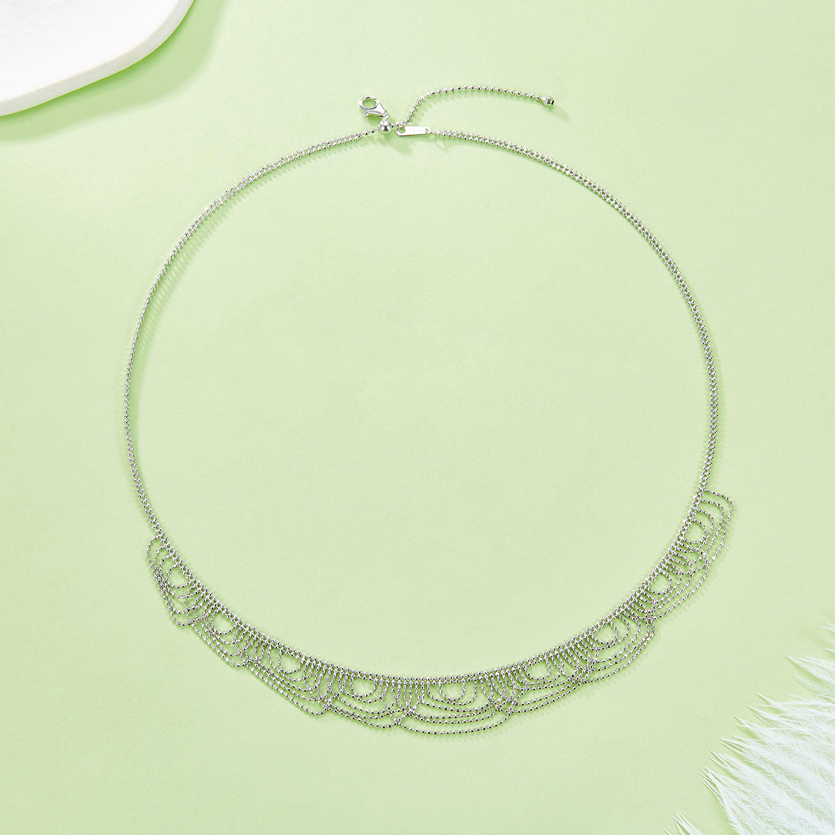 Italian Lace Weave Wave Necklace - 18K Gold Plated 925 Sterling Silver, Vintage Chain Jewelry