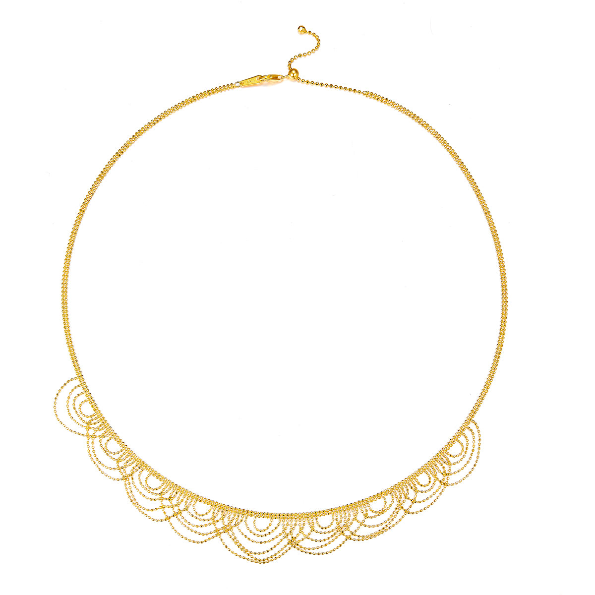 Italian Lace Weave Wave Necklace - 18K Gold Plated 925 Sterling Silver, Vintage Chain Jewelry