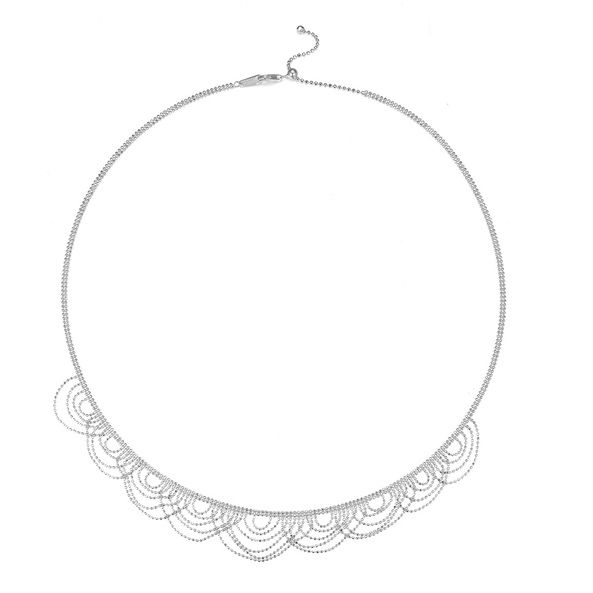 Italian Lace Weave Wave Necklace - 18K Gold Plated 925 Sterling Silver, Vintage Chain Jewelry
