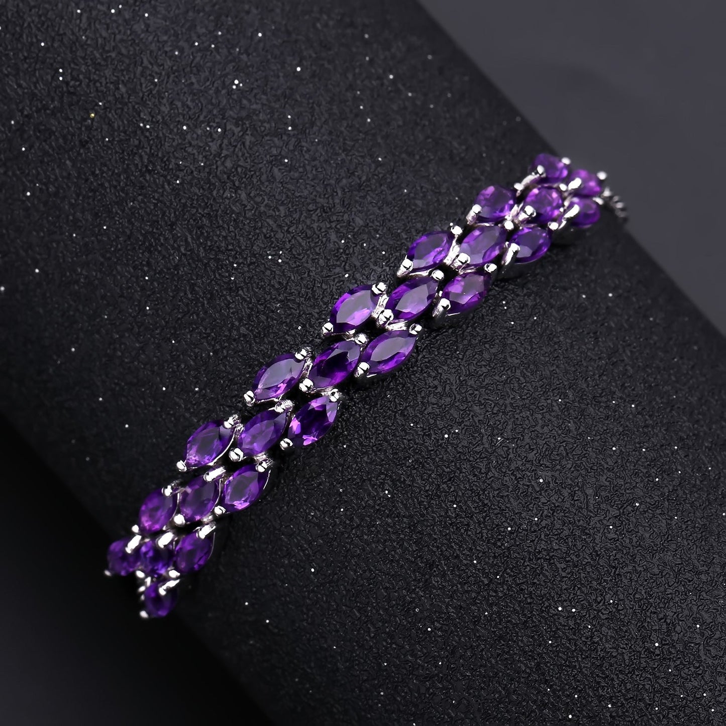 Oval Amethyst 925 Sterling Silver Bracelet | Dainty Princess Core Jewelry | Genuine Gemstone Chain