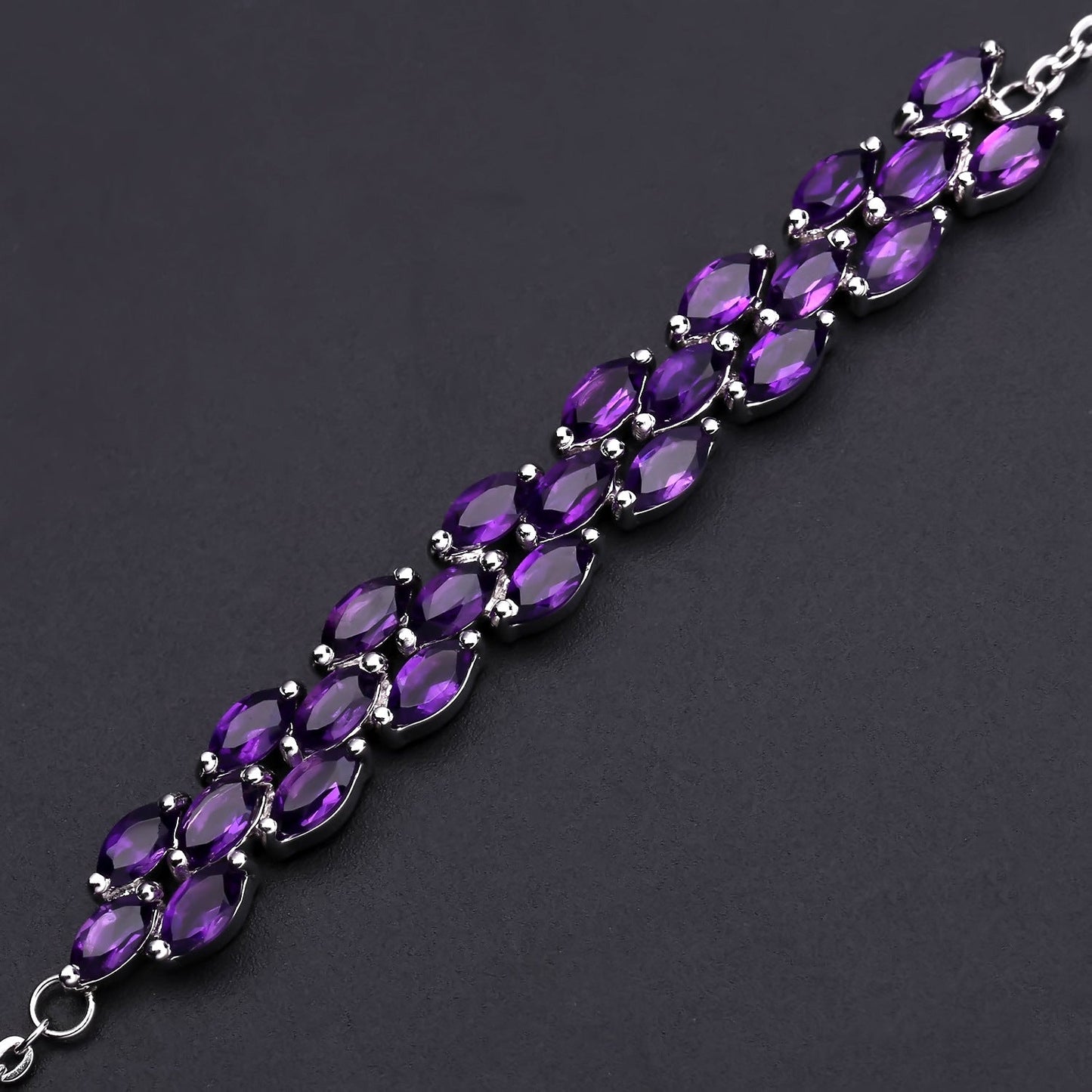 Oval Amethyst 925 Sterling Silver Bracelet | Dainty Princess Core Jewelry | Genuine Gemstone Chain