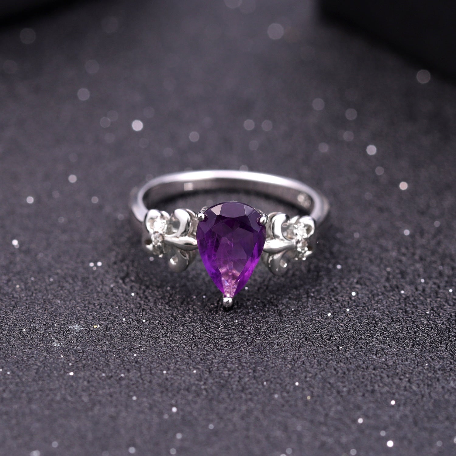 Oval Amethyst Ring 925 Sterling Silver Solitaire Halo Ring