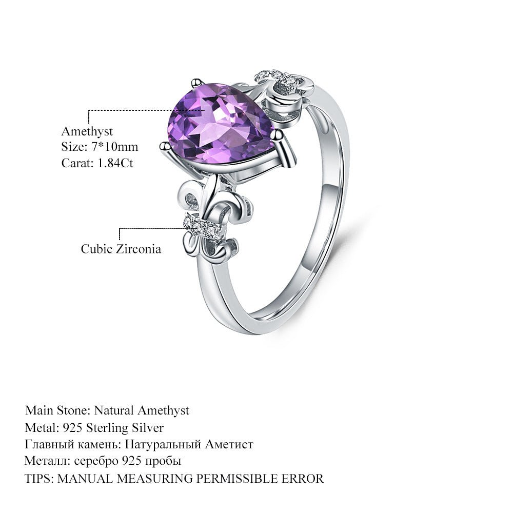 Oval Amethyst Ring 925 Sterling Silver Solitaire Halo Ring