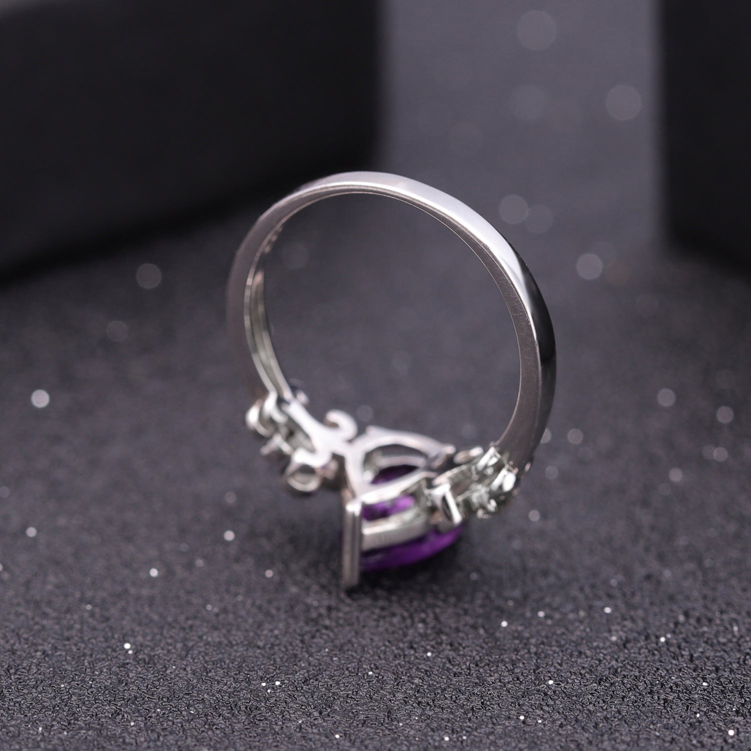 Oval Amethyst Ring 925 Sterling Silver Solitaire Halo Ring