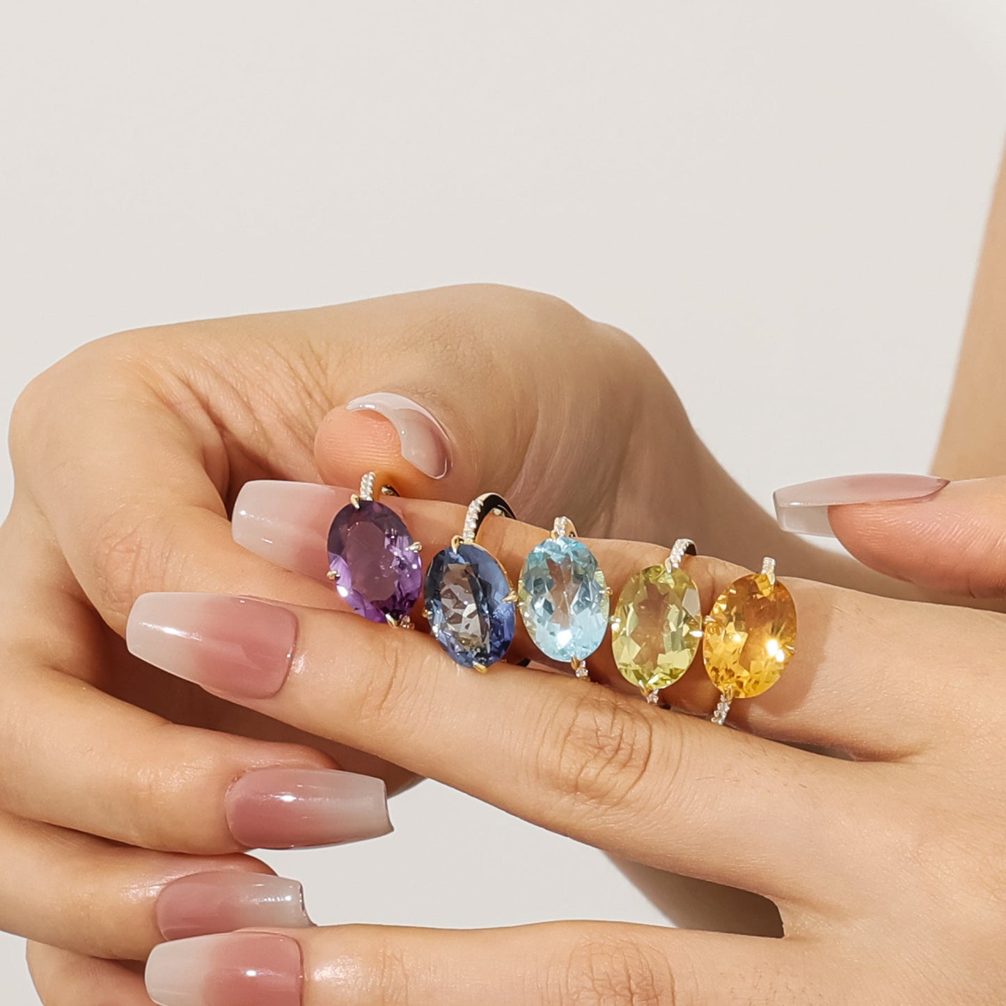 Oval-Cut Natural Gemstone Ring | 925 Sterling Silver Solitaire Engagement Ring