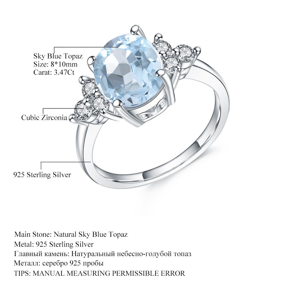 Oval Halo Natural Amethyst Citrine Topaz Ring 925 Silver Gift for Her