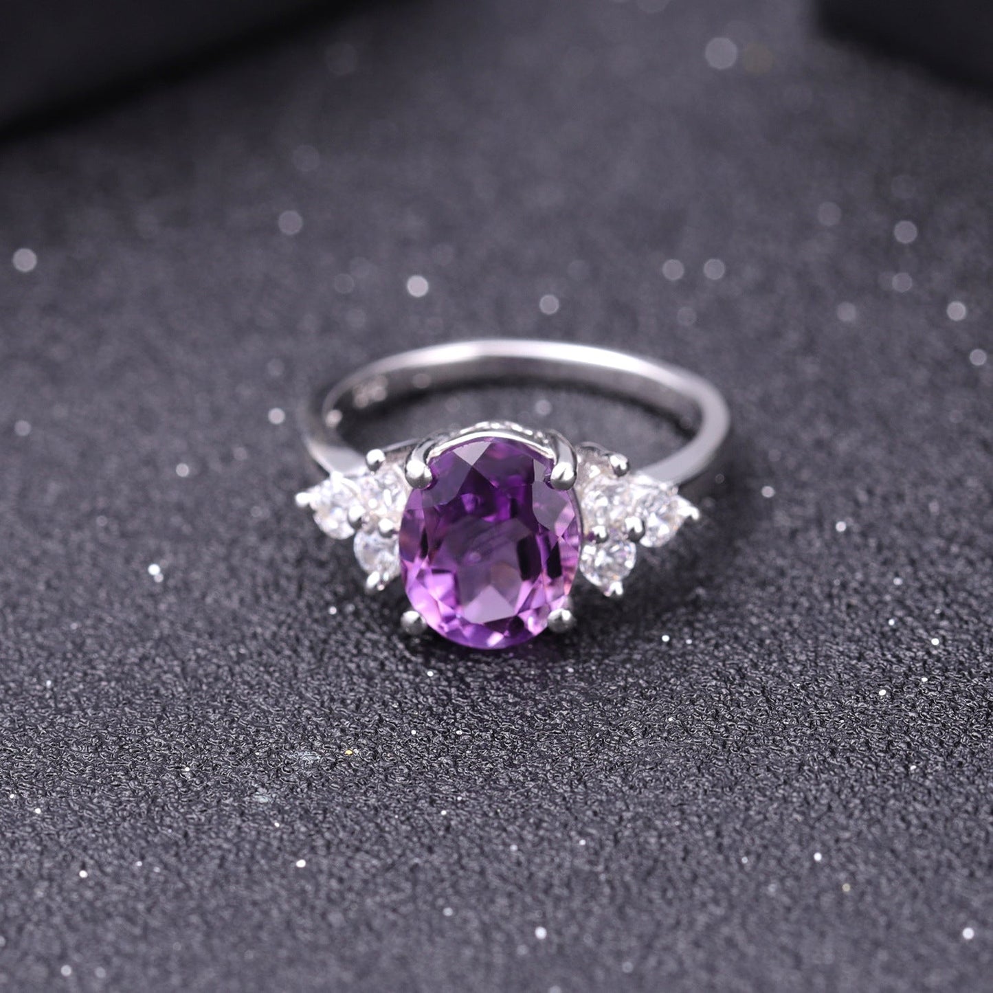 Oval Halo Natural Amethyst Citrine Topaz Ring 925 Silver Gift for Her