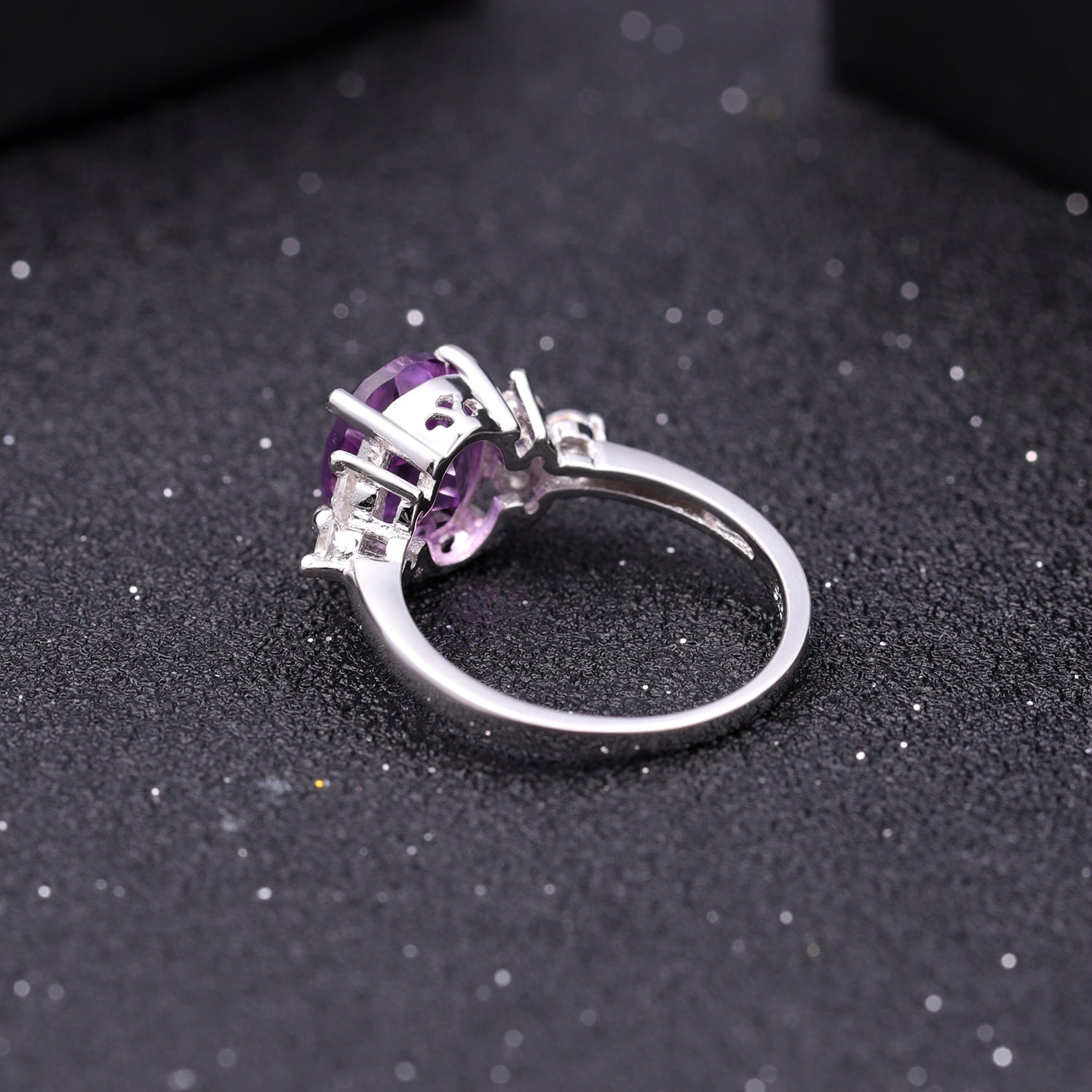 Oval Halo Natural Amethyst Citrine Topaz Ring 925 Silver Gift for Her