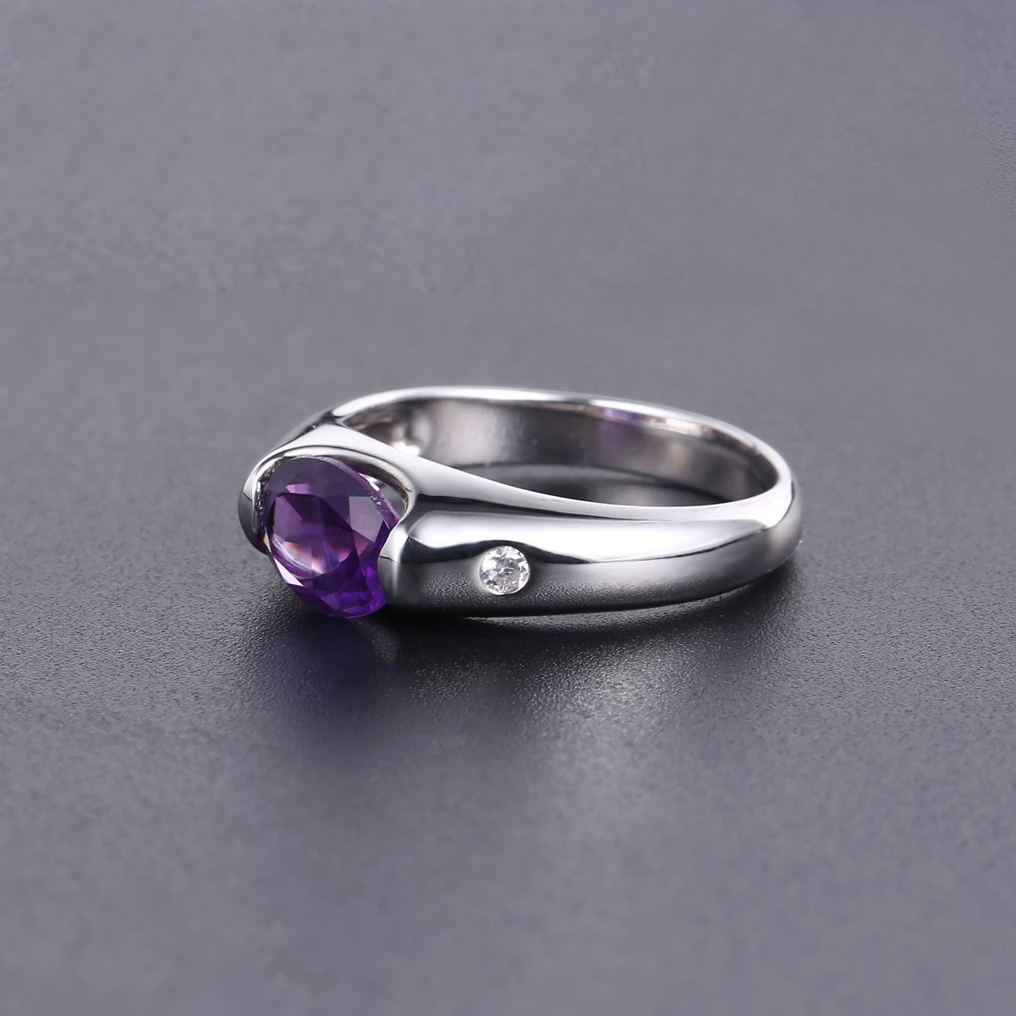 Oval Natural Amethyst Garnet Topaz Solitaire Ring 925 Sterling Silver Natural Colored Treasure Ring