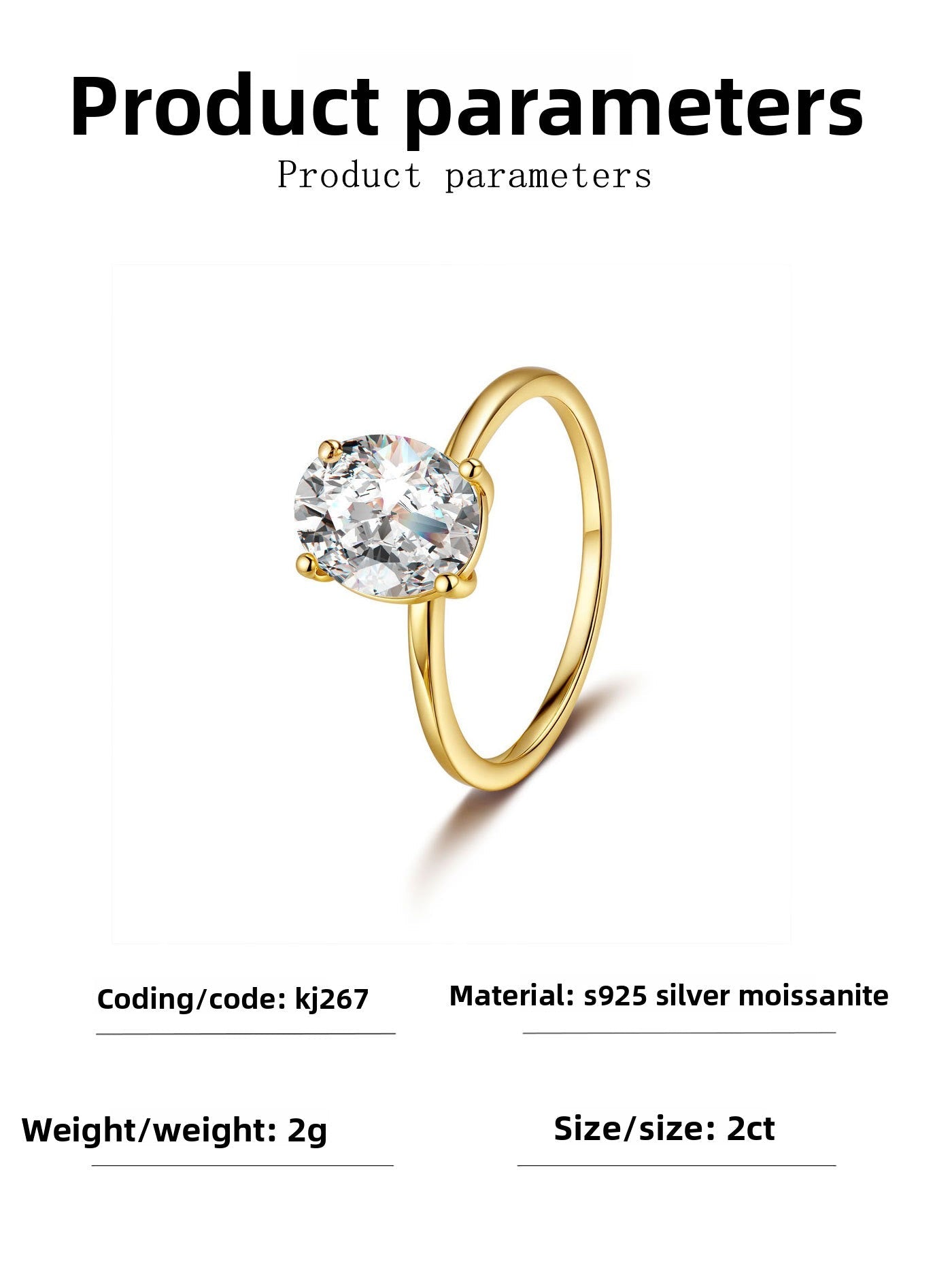 Oval Solitaire Moissanite Engagement Ring 925 Sterling Silver Gift for Her