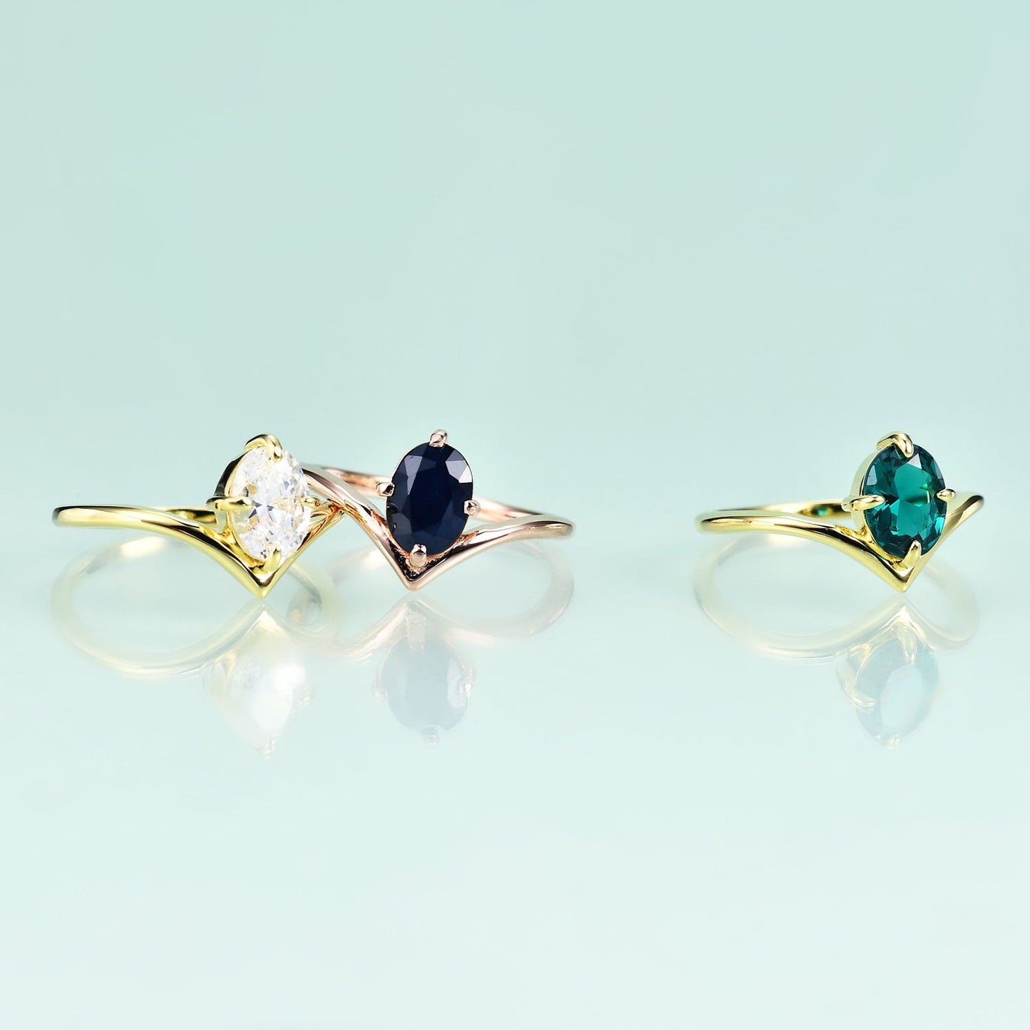 Oval Solitaire Zircon Engagement Ring, 14k Gold Plated 925 Silver Anniversary Gift for Her