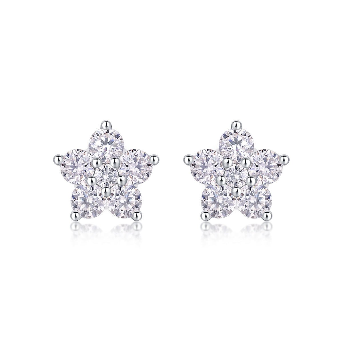 Paris Flower Moissanite 925 Sterling Silver Stud Earrings