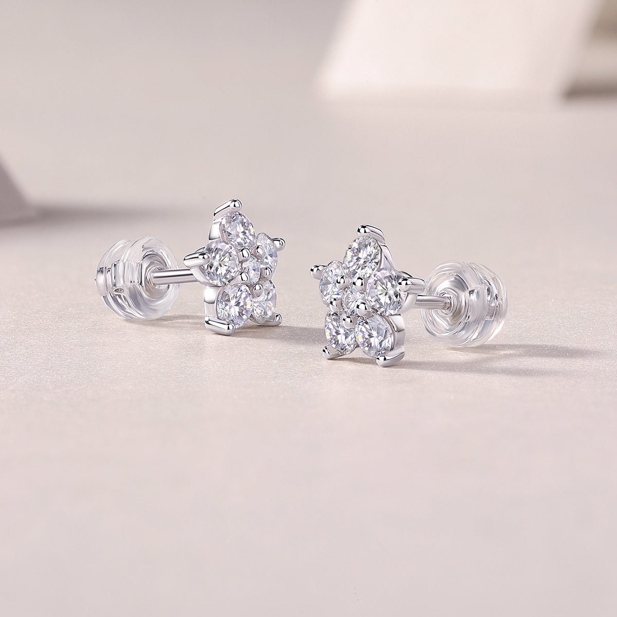 Paris Flower Moissanite 925 Sterling Silver Stud Earrings