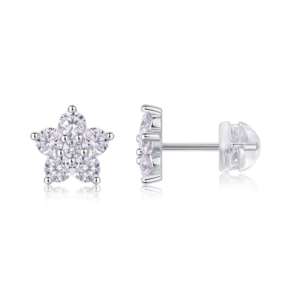 Paris Flower Moissanite 925 Sterling Silver Stud Earrings