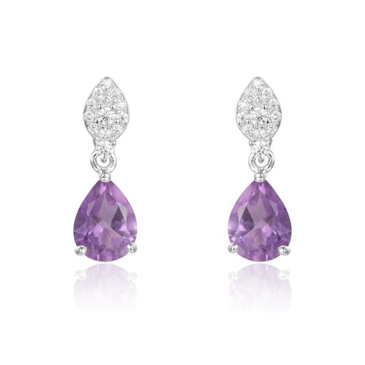 Pear Natural Amethyst Ctrine Garnet Drop Earrings 925 Silver Gfit for Her
