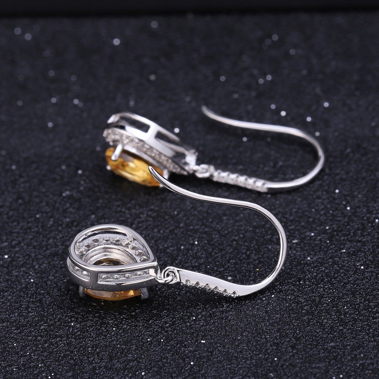 Pear Natural Citrine Topaz Dangle Drop Earrings 925 Silver Wedding Birthday Christmas Gift for Her
