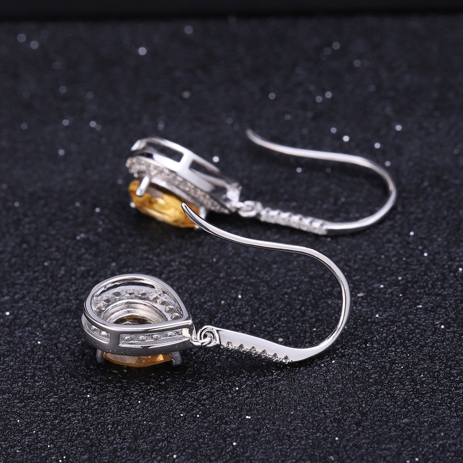 Pear Natural Citrine Topaz Dangle Drop Earrings 925 Silver Wedding Birthday Christmas Gift for Her