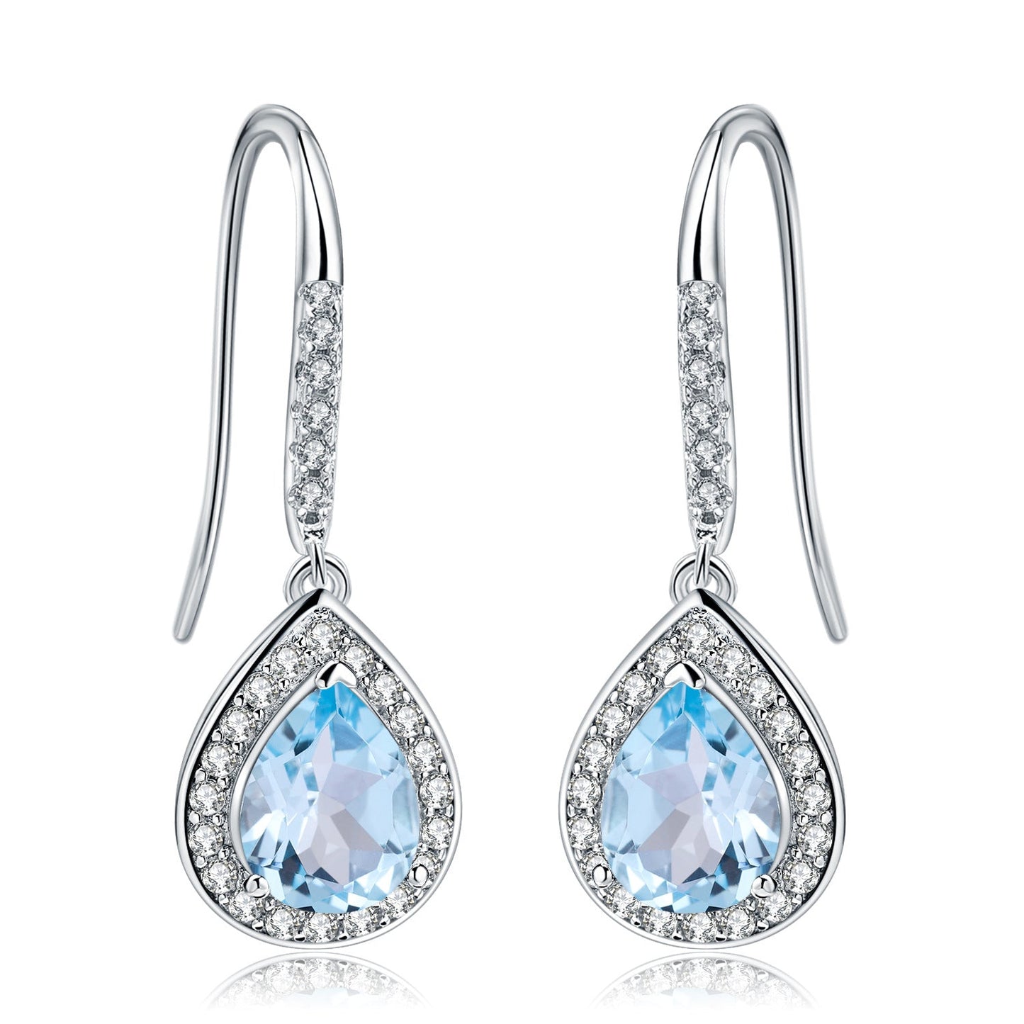 Pear Natural Citrine Topaz Dangle Drop Earrings 925 Silver Wedding Birthday Christmas Gift for Her