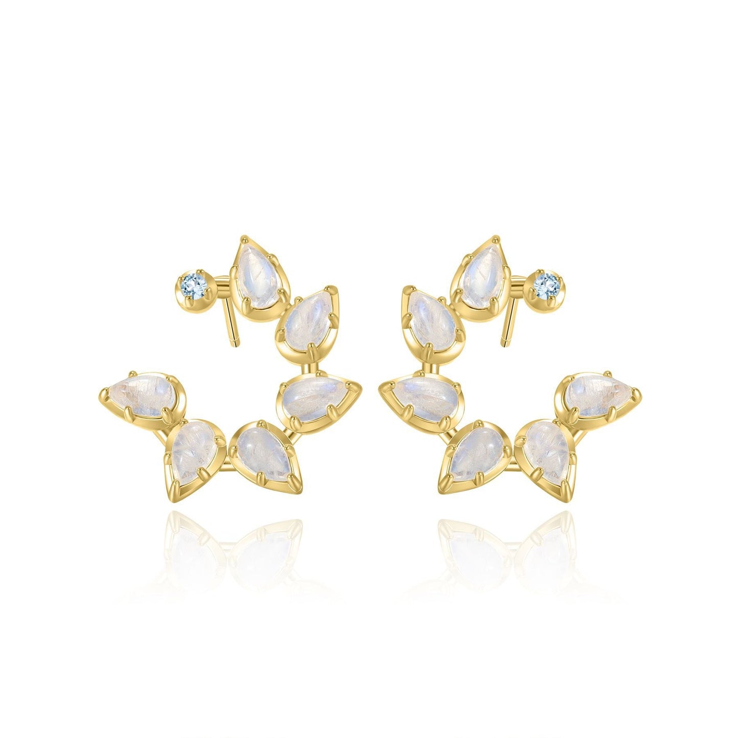 Pear Natural Moonstone Studs Earrings 925 Sterling Silver Christmas Gift