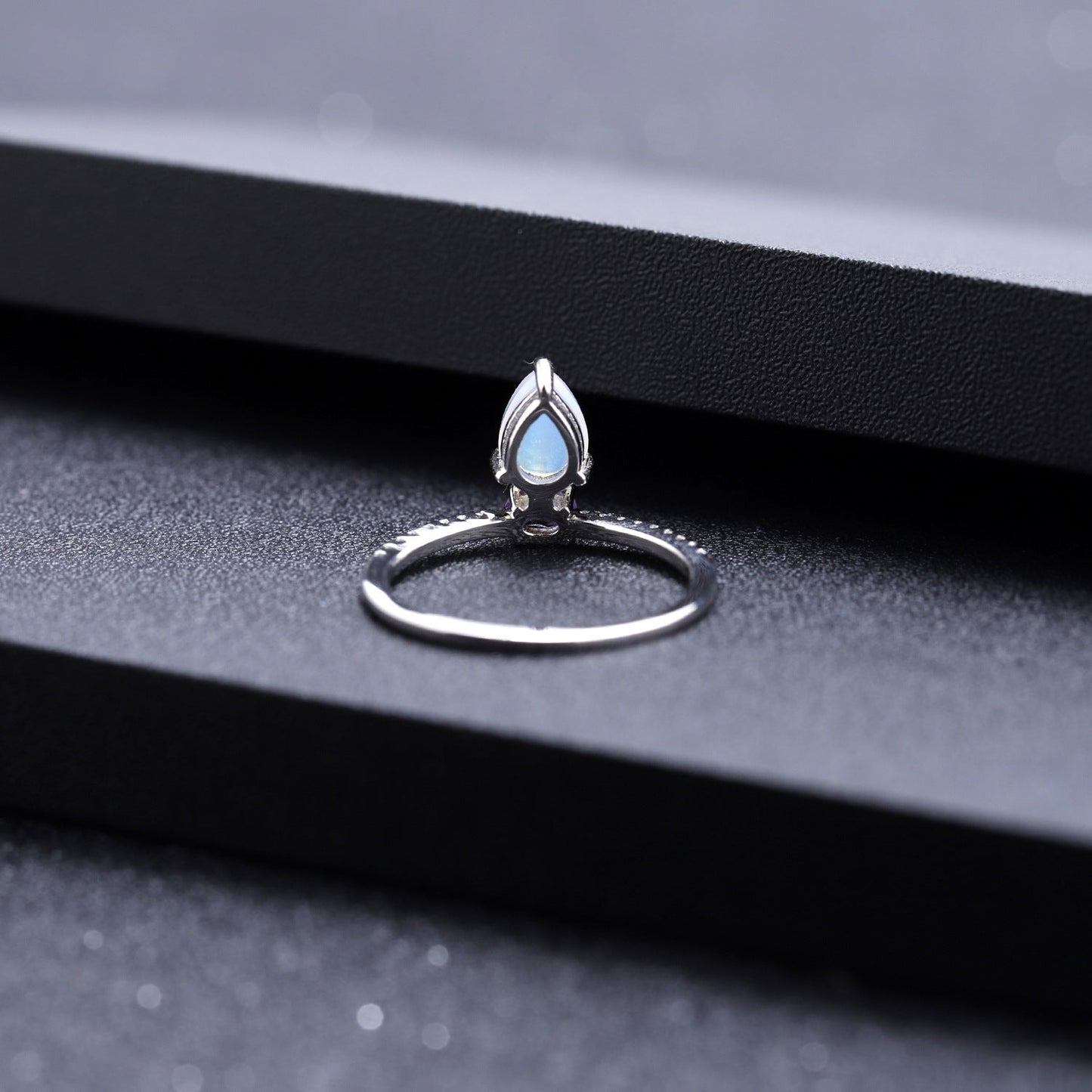 Pear Natural Opal Amethyst Peridot Topaz Ring 925 Sterling Silver Eternity Engagement Ring