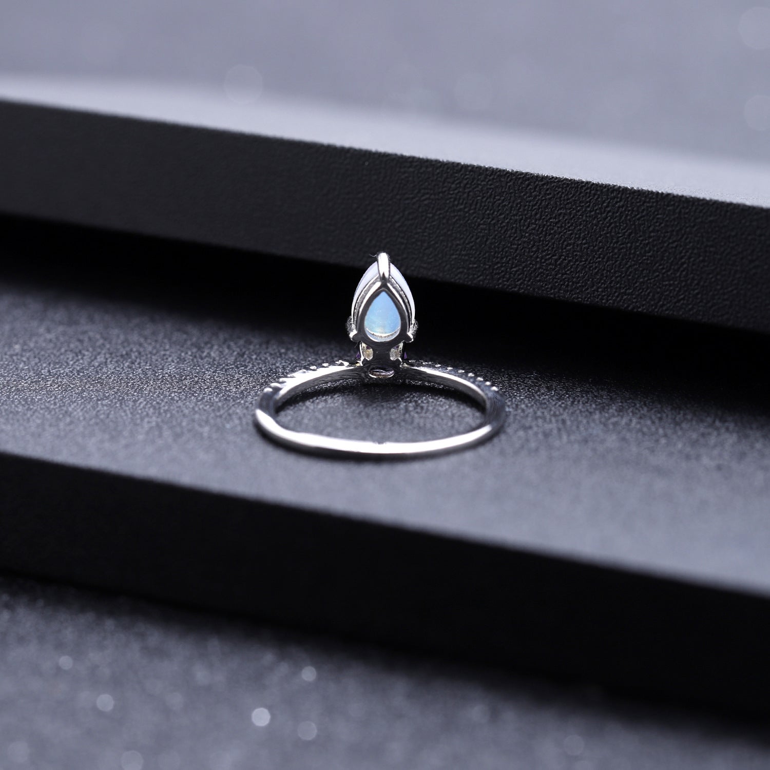 Pear Natural Opal Amethyst Peridot Topaz Ring 925 Sterling Silver Eternity Engagement Ring