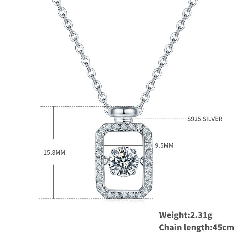 Perfume Bottle Necklace with 0.5ct D Color Moissanite in 925 Silver