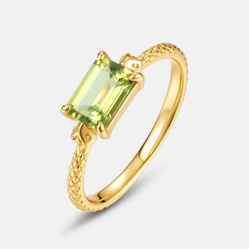 Peridot Baguette Ring August Birthstone Slim Stacking Ring Gift For Her