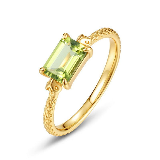 Peridot Baguette Ring August Birthstone Slim Stacking Ring Gift For Her