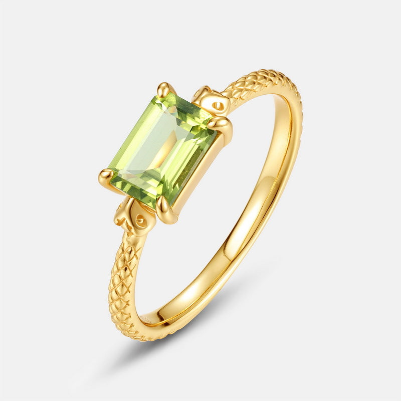 Peridot Baguette Ring August Birthstone Slim Stacking Ring Gift For Her