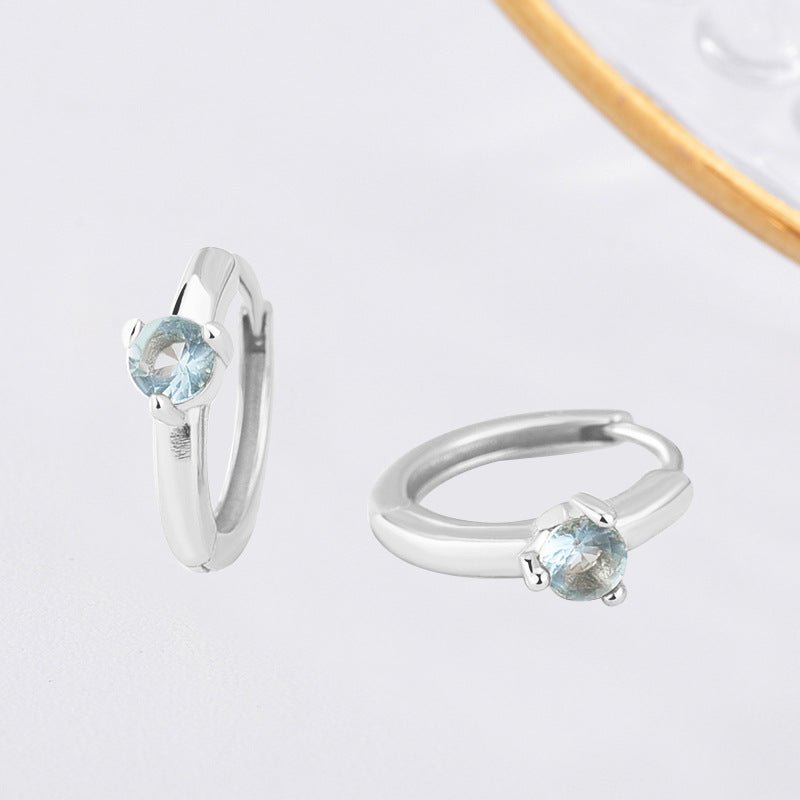 Personalized Birthstone Huggie Earrings - Dainty 925 Sterling Silver & Gold Plated Hoops