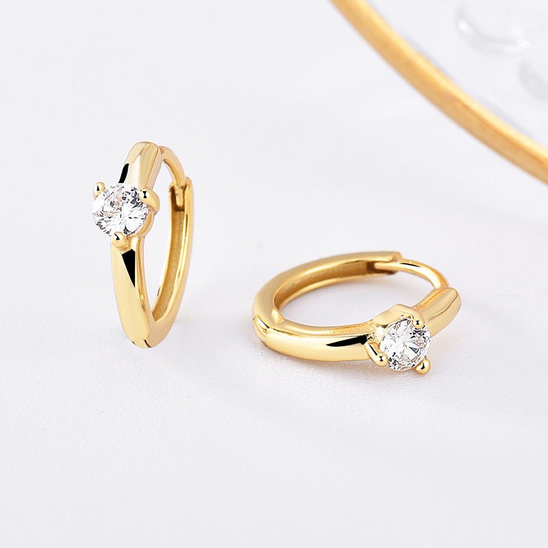 Personalized Birthstone Huggie Earrings - Dainty 925 Sterling Silver & Gold Plated Hoops