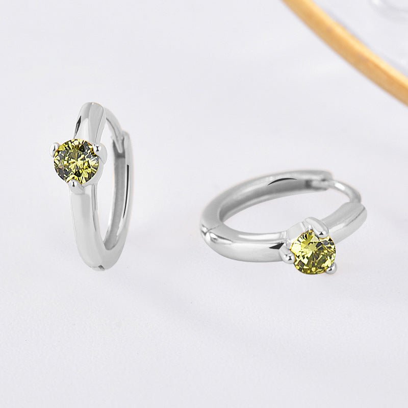 Personalized Birthstone Huggie Earrings - Dainty 925 Sterling Silver & Gold Plated Hoops