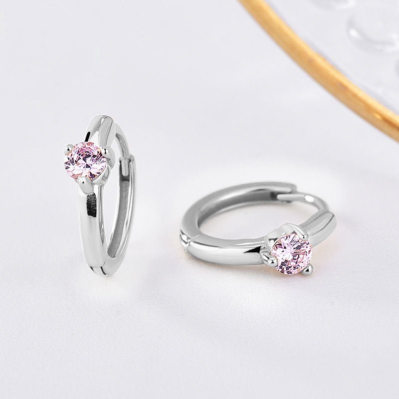 Personalized Birthstone Huggie Earrings - Dainty 925 Sterling Silver & Gold Plated Hoops