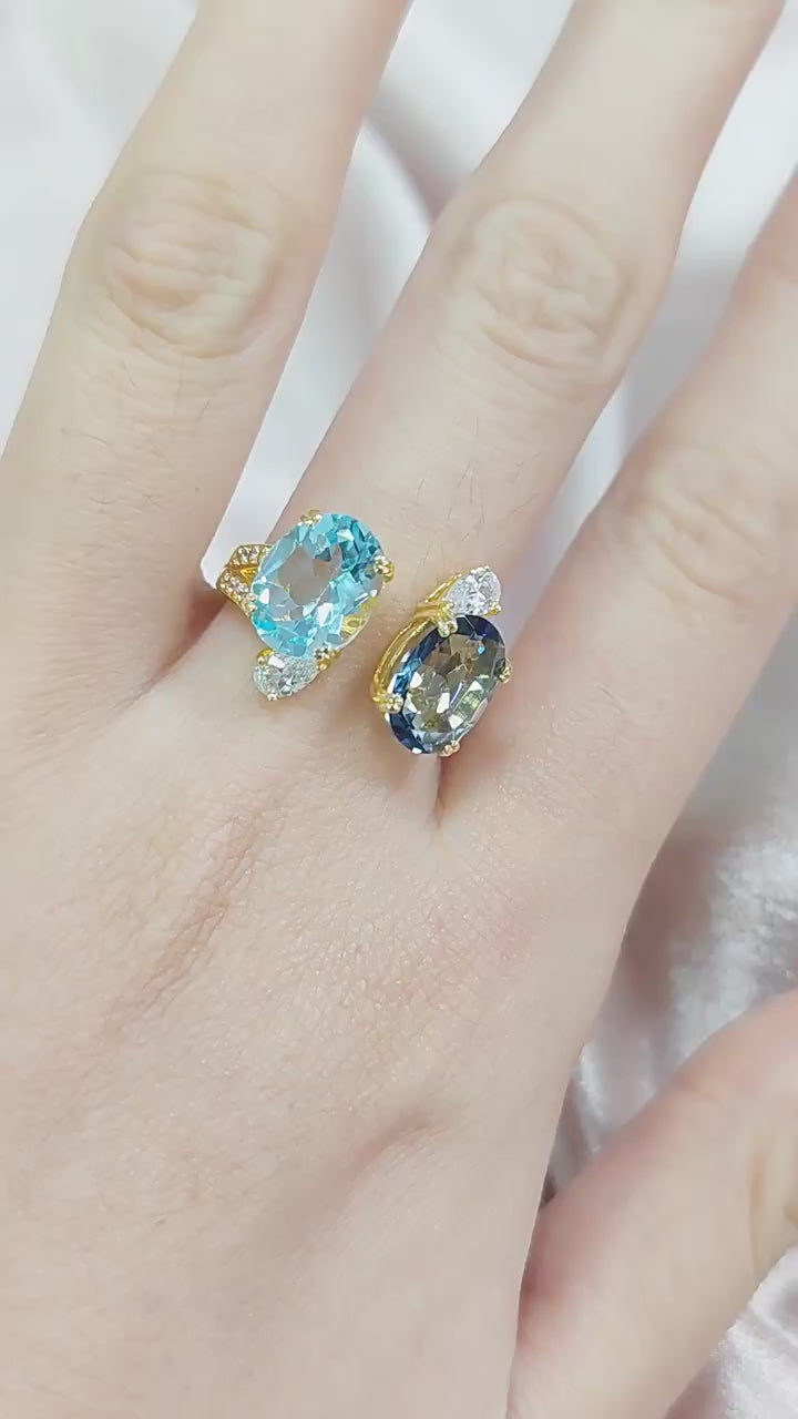 Toi et moi Natural Topaz Crystal Ring