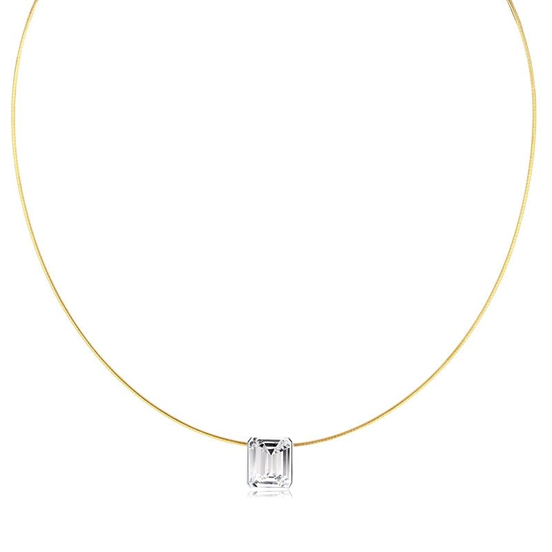 Princess Cut 925 Silver Collar Necklace Vintage Collarbone Chain