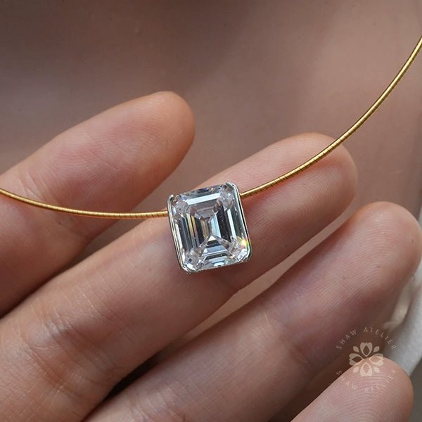 Princess Cut 925 Silver Collar Necklace Vintage Collarbone Chain