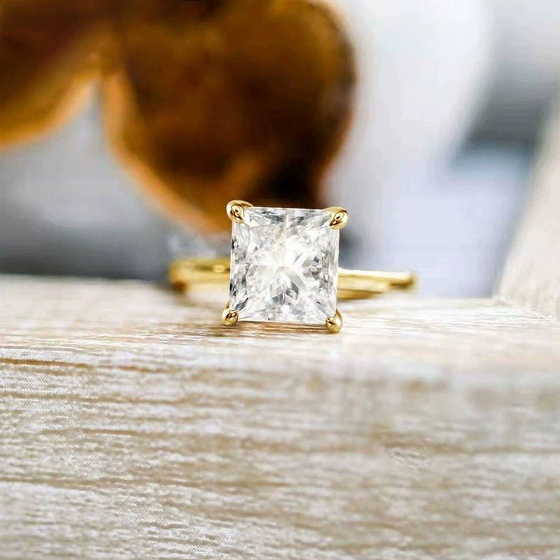 Princess Cut Solitair Engagement Ring 925 Silver Zirconium