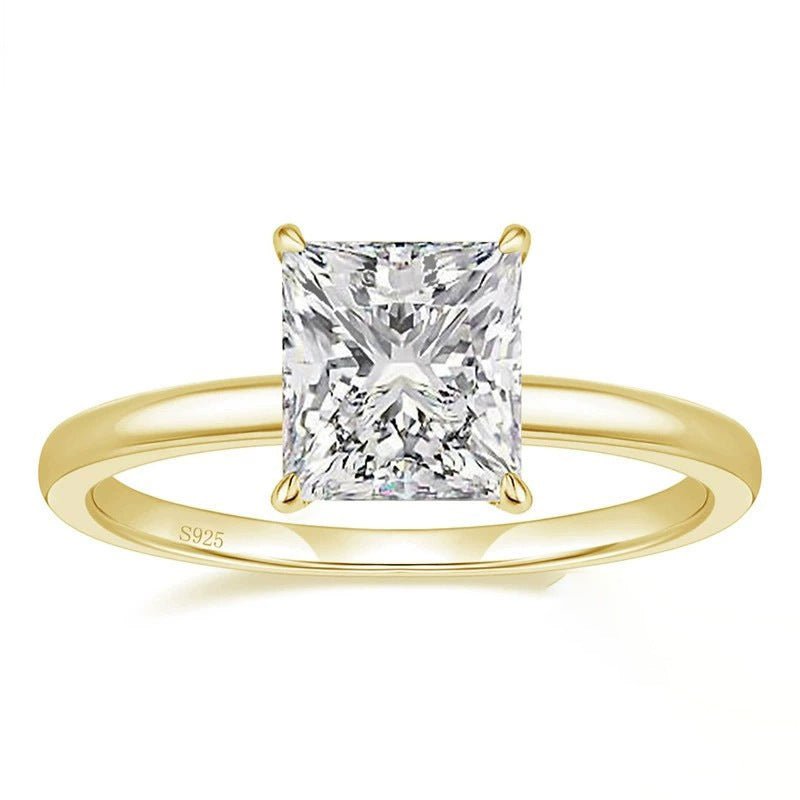 Princess Cut Solitair Engagement Ring 925 Silver Zirconium