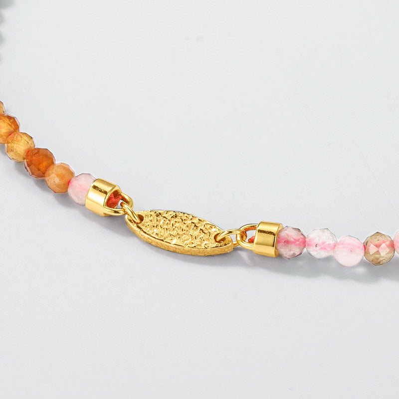 Rainbow Natural Tourmaline Bracelet Women's 925 Sterling Silver Bracelet