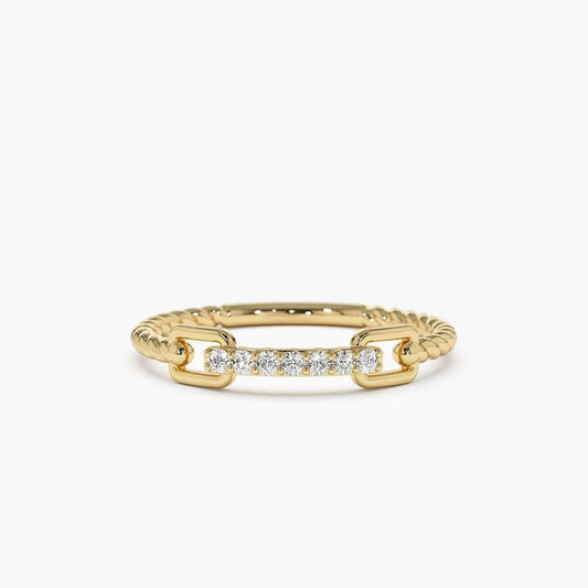 Rope Braid Stack Ring with Micro Pave CZ | Handcrafted Jewelry| Unique Design