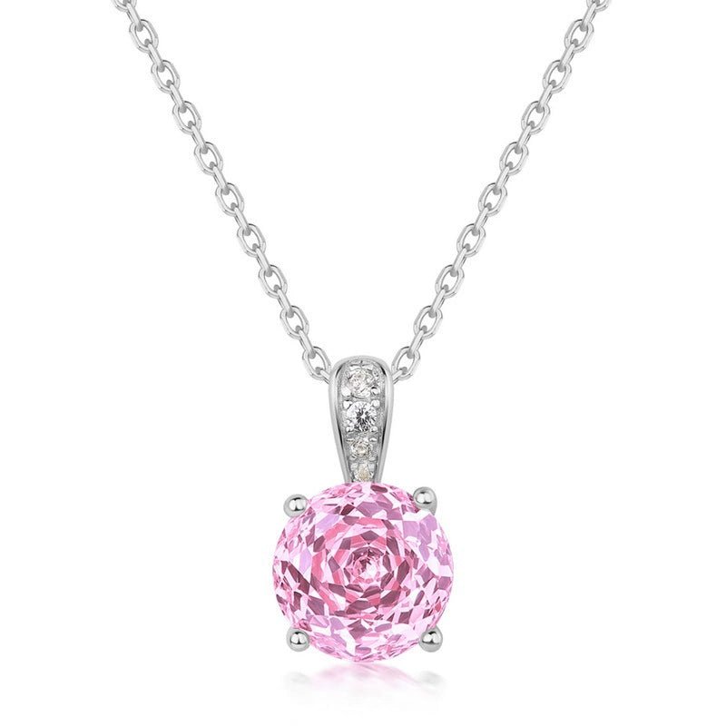 Rose Cut Zircon Pendant Necklace in 18K Gold Plated Sterling Silver