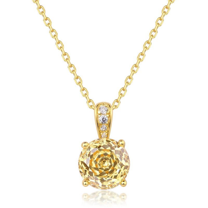 Rose Cut Zircon Pendant Necklace in 18K Gold Plated Sterling Silver
