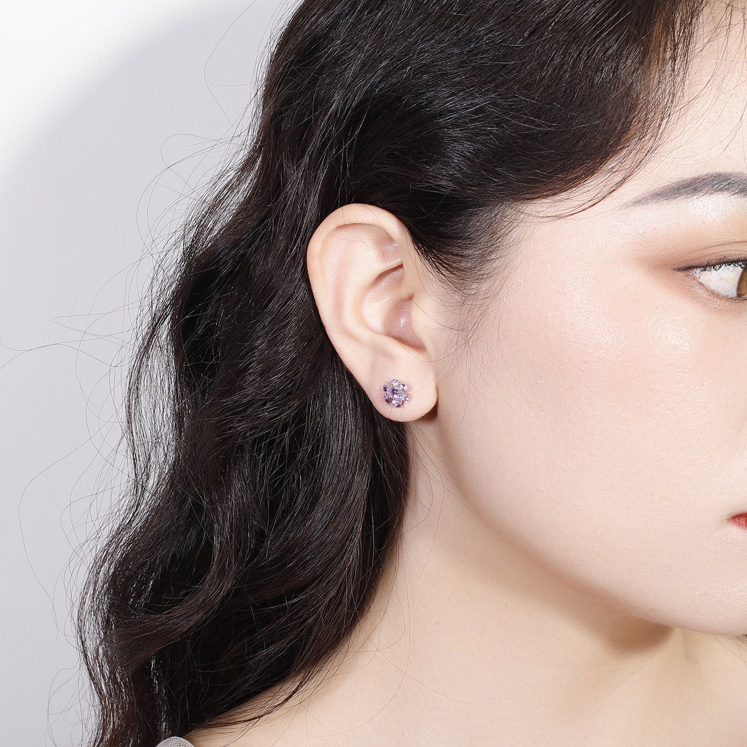 Round Natural Opal Topaz Amethyst Studs Earrings with 925 Sterling Silver Gift for Her